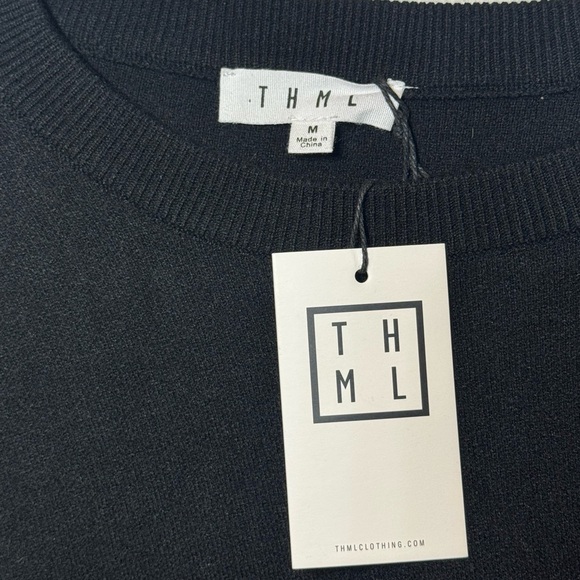 THML Color Block Sleeve Sweater Black Multi Size M NWT - Picture 2 of 5